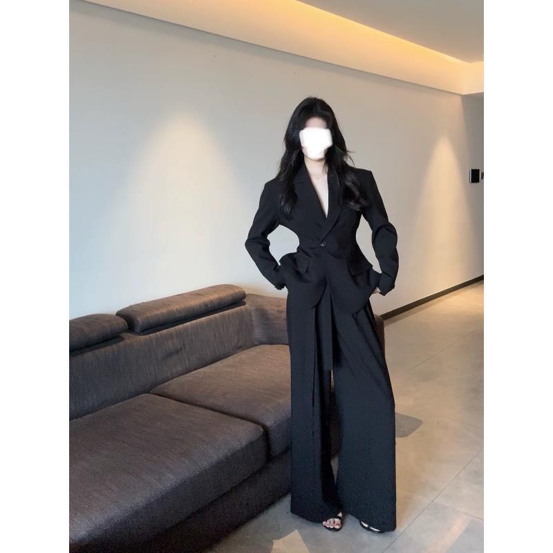 气质小众职业西装套装外套长款女收腰显瘦长袖时尚套装AM25928