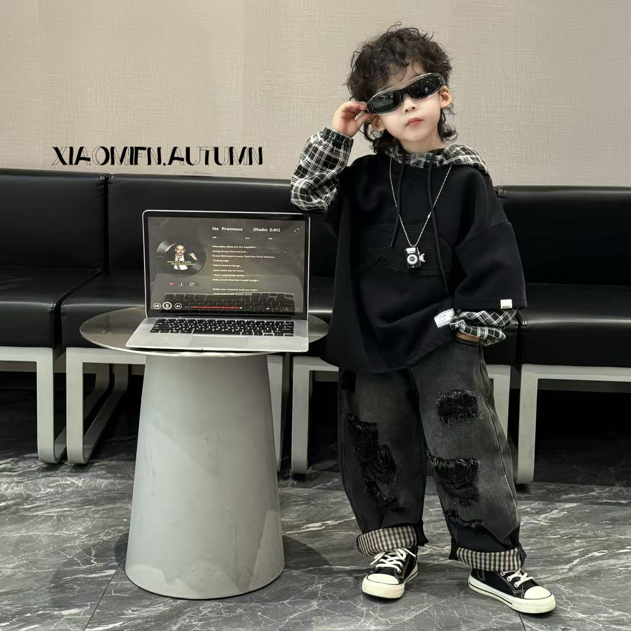 韩版男童2025假两件卫衣秋冬新款儿童洋气痞帅童装宽松炸街X132