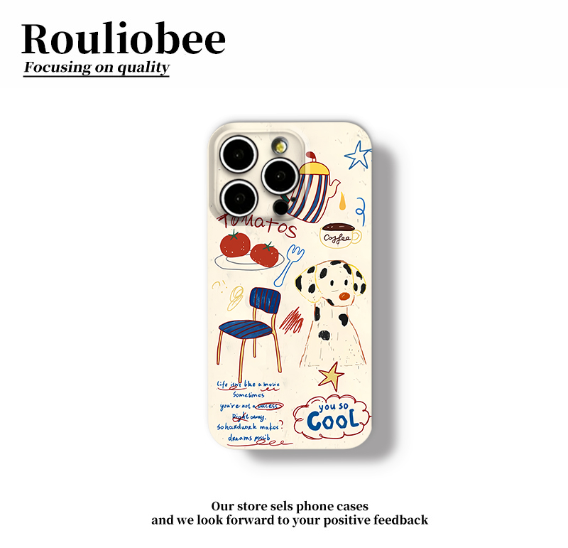 涂鸦斑点狗狗适用苹果17promax手机壳iPhone16华为vivo小米14oppo