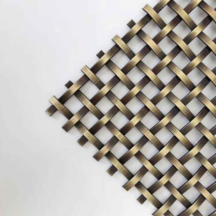 金属编织网幕墙装饰钢丝网格屏风铜色不锈钢编制网吊顶隔断背景网