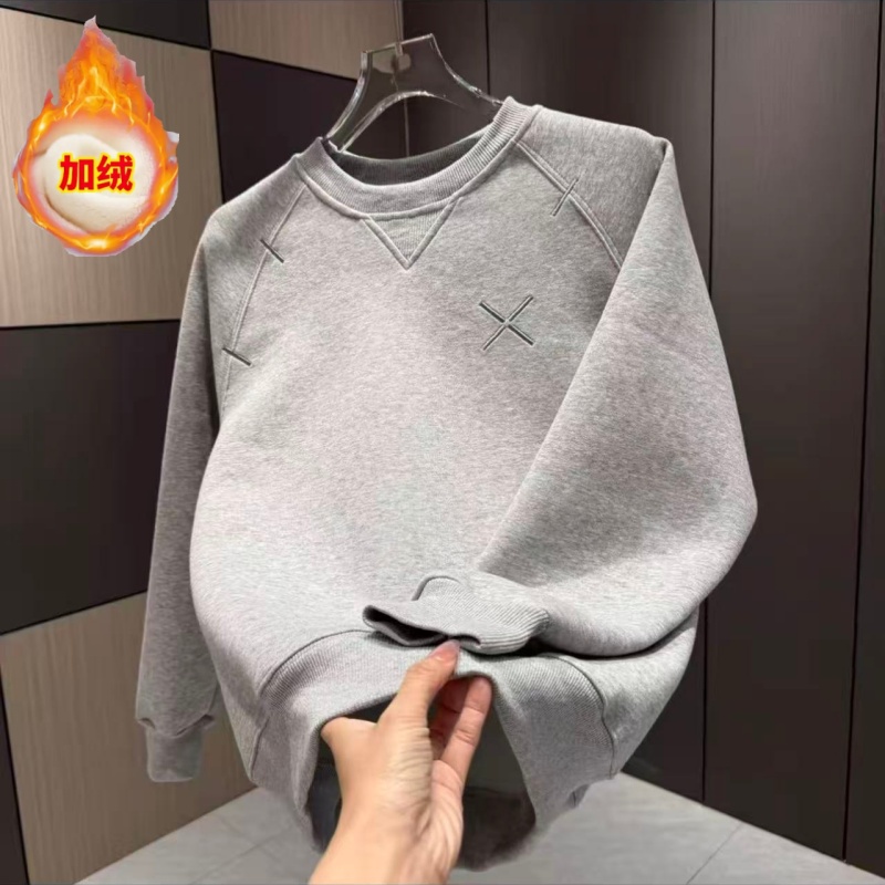 秋冬保暖休闲气质纯色微宽松版时尚圆领潮流百搭男士卫衣