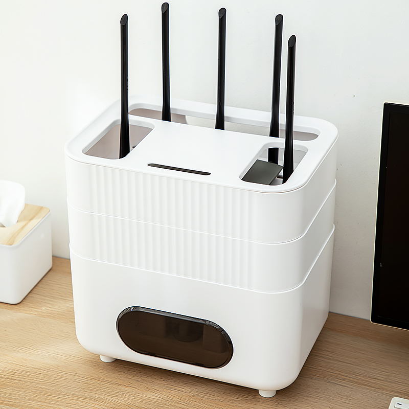 wifi路由器收纳盒客厅桌面电视机顶盒置物架无线网宽带光猫放置盒
