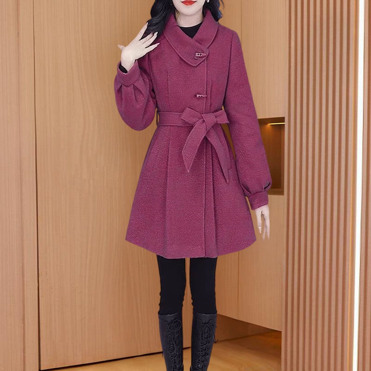 小香风减龄毛呢外套女士2025秋冬新款中长款小个子加厚贵夫人大衣