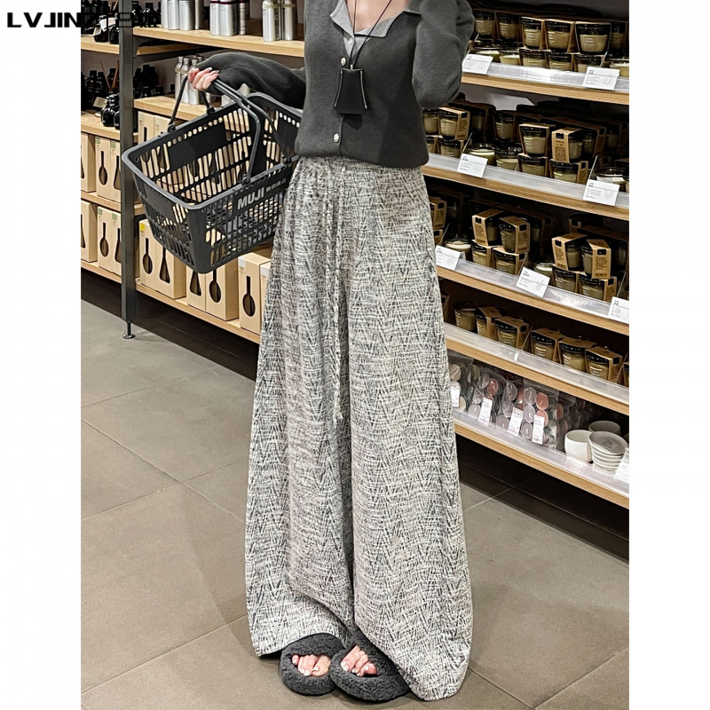 小香风秋季新款阔腿裤小个子高腰复古显瘦休闲百搭慵懒风直筒裤子