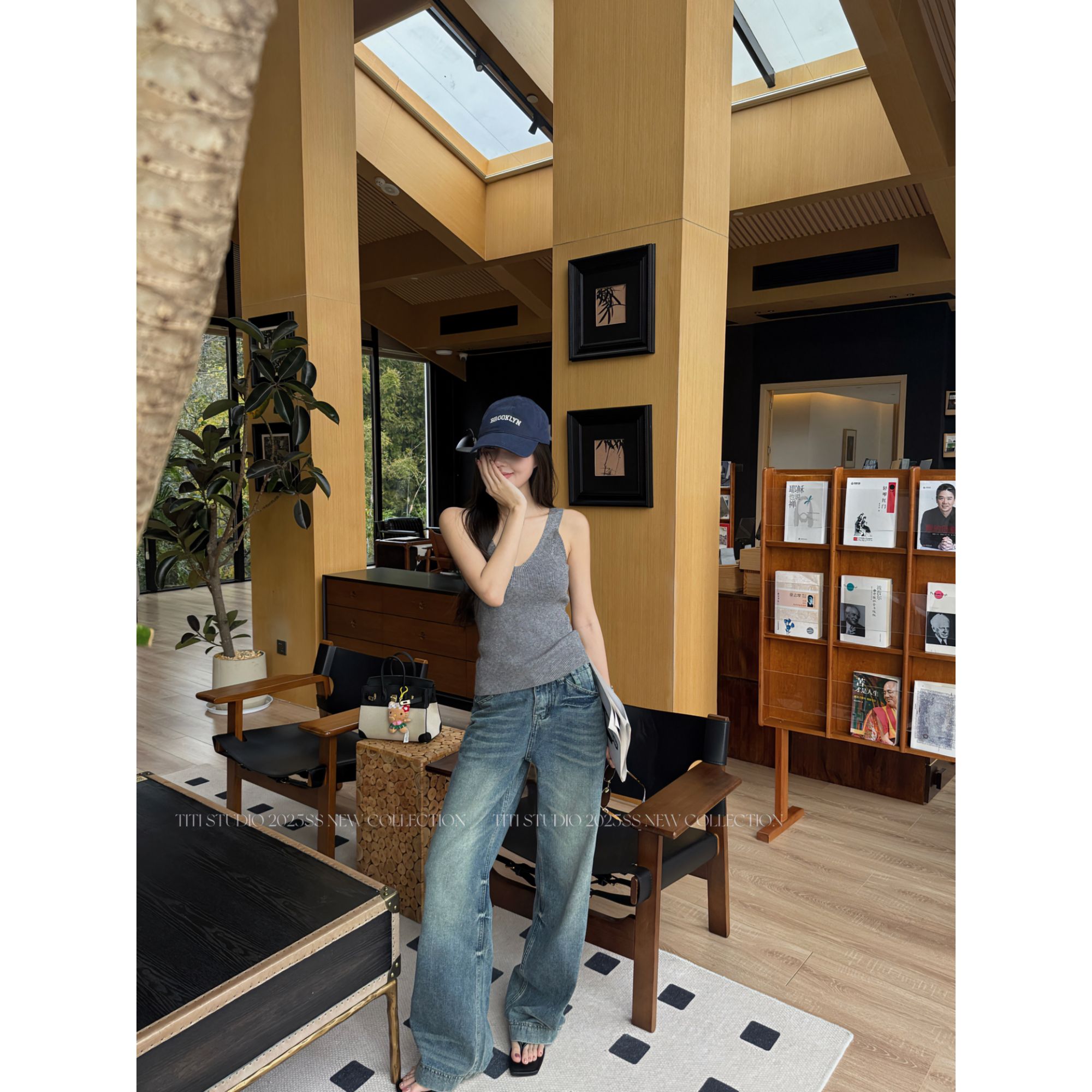 TITI - STUDIO“人手一条”春季水洗中高腰休闲百搭直筒牛仔裤