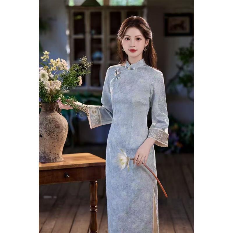 苏故里【云裁】文艺气质修身高端日常旗袍奢华气质单层衣长120