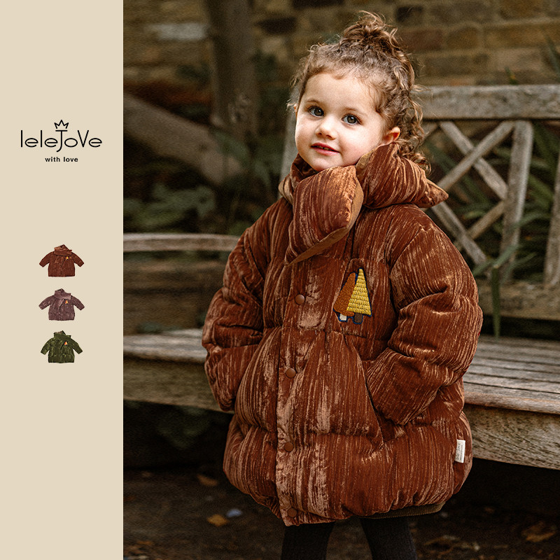 lelejove北欧风冬款宝宝红色新年氛围羽绒服拜年服外套3AT3D109
