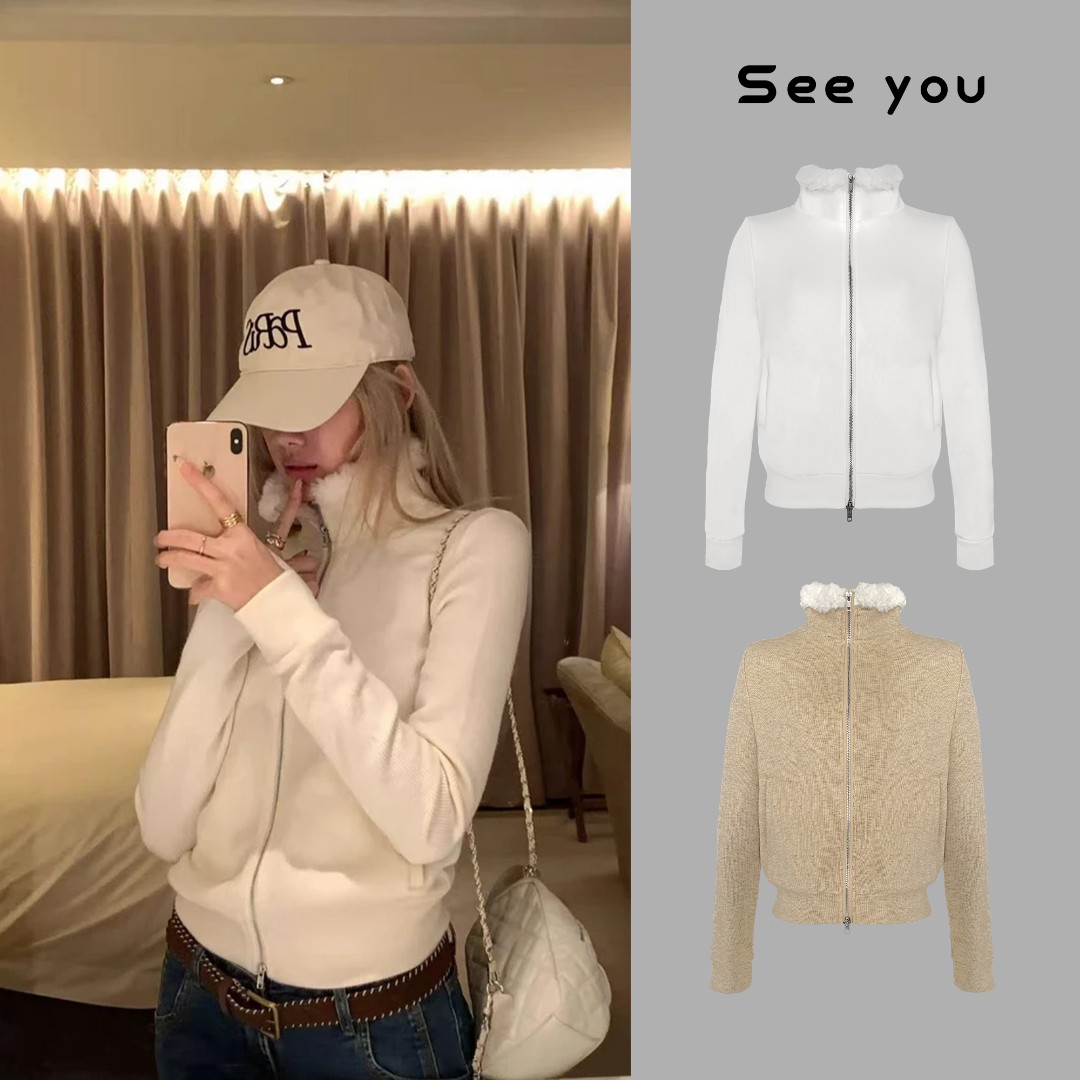 美拉德时尚感秋冬新款高领短款开衫上衣L1771