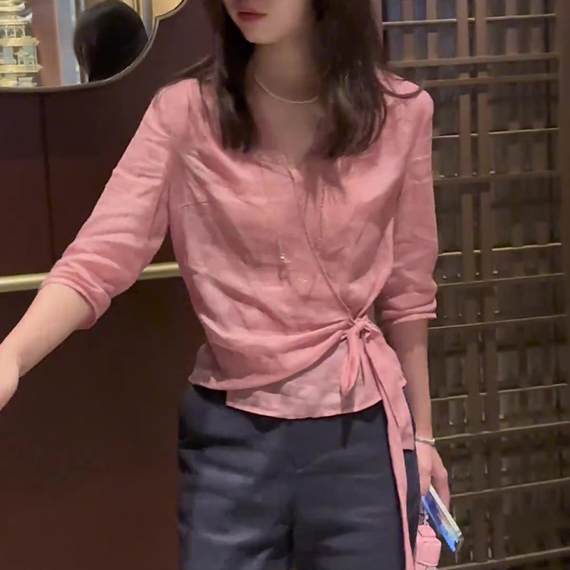 韩版短袖夏季显瘦衬衫新款不规则时髦流行休闲上衣衬衣女装高级感