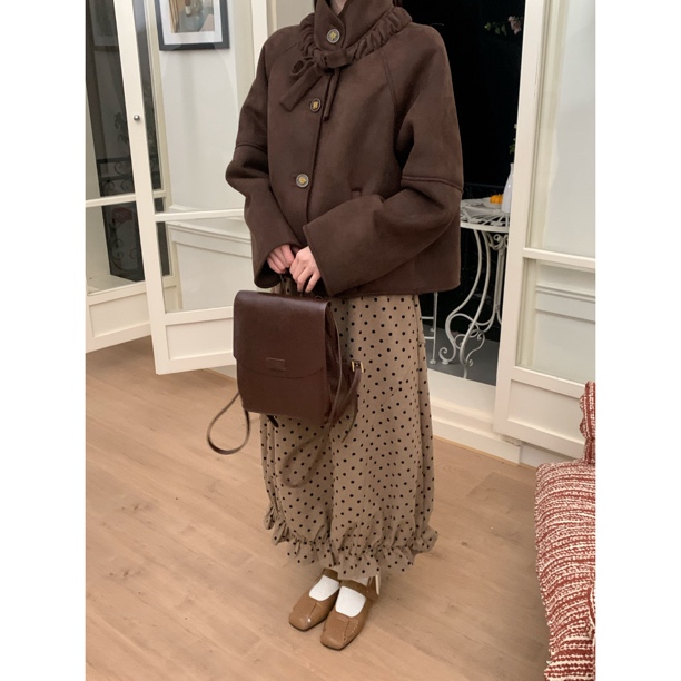 赵小小【深巧咖啡】9912 巨好看冬装咖色立领独特漂亮减龄加厚外套