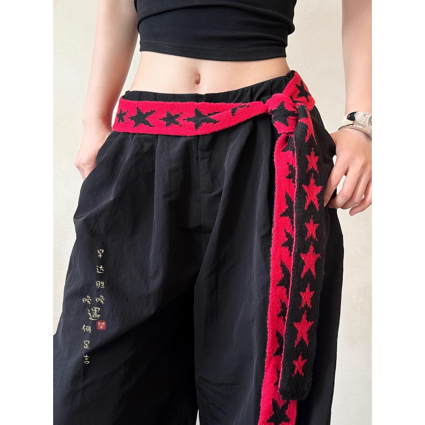 爵士舞叠穿星星双面腰带女y2k跳舞嘻哈辣妹个性屁帘臀巾腰间配饰