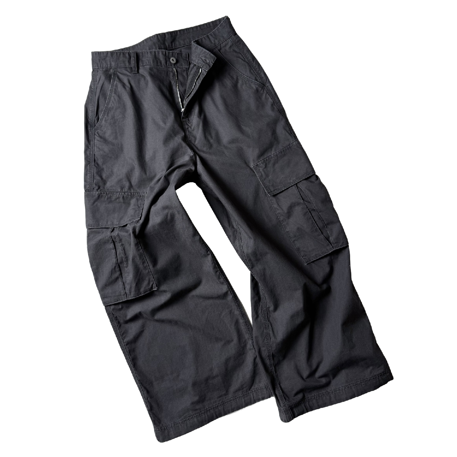 0113宽松口袋工装裤水洗cargo做旧直筒裤baggy工装裤纯色休闲裤