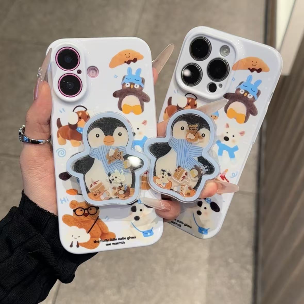 奥菲顿冬日动物企鹅支架适用苹果17/16菲林手机壳华为vivoppo小米