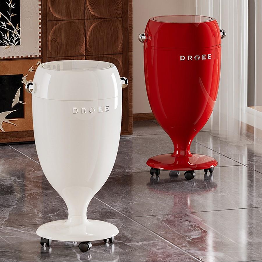 垃圾桶家用客厅2025新款卧室大容量轻奢高颜值带轮带翻盖纸篓