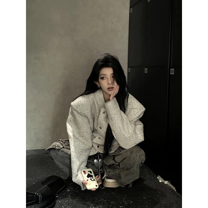 cleanfit小香风垫肩短外套男春秋季多口袋工装夹克男模穿搭小西服