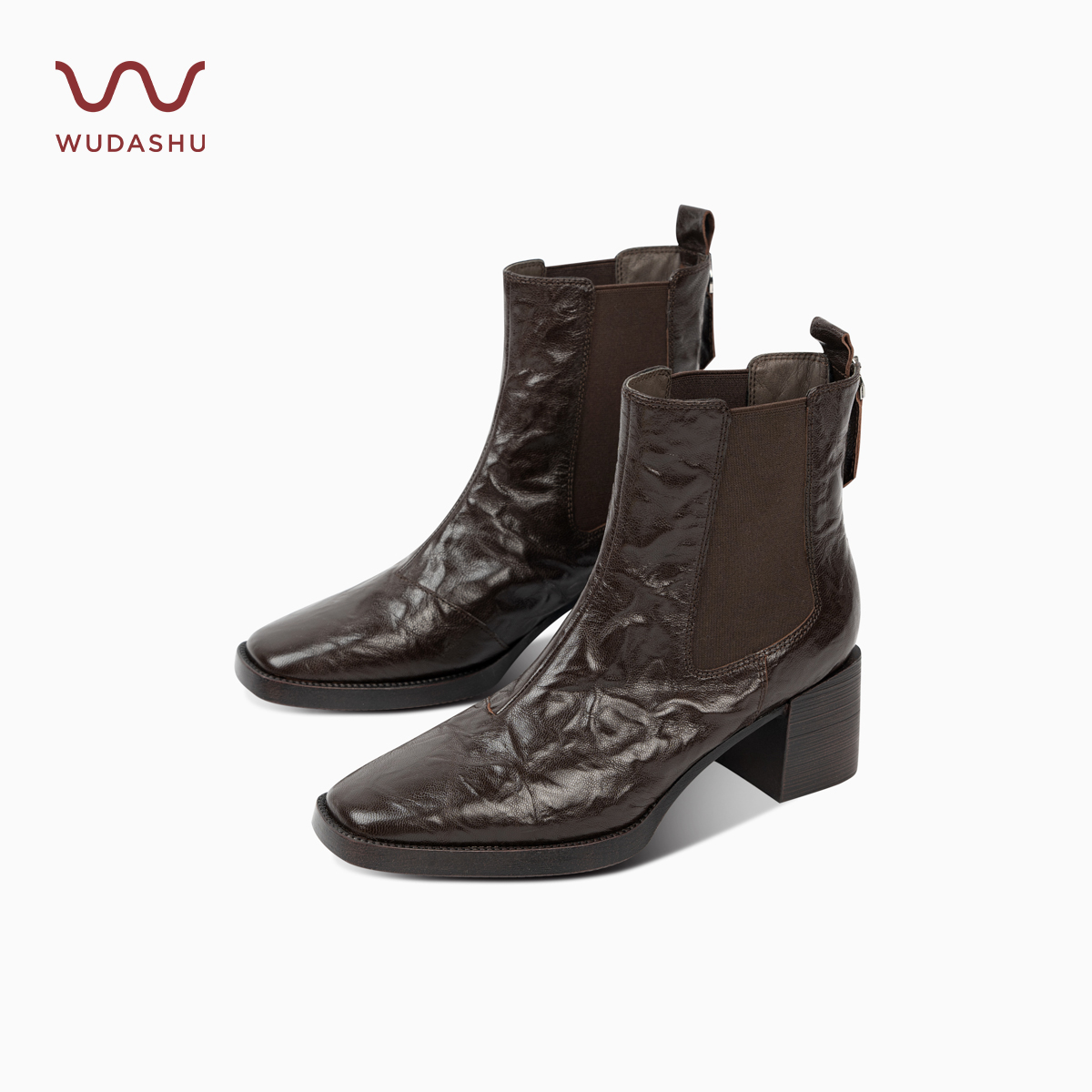 吴大叔【姐姐专属福利】方头粗跟短靴女靴英伦风切尔西靴