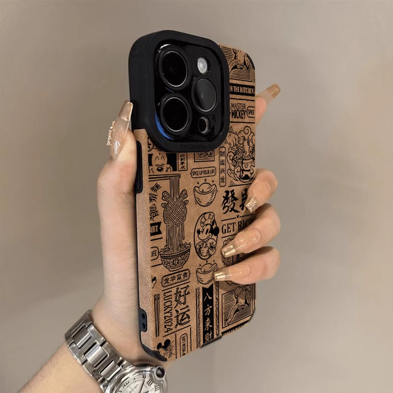 米奇发财适用于情侣iPhone16苹果13卡通手机壳17promax全包个性78