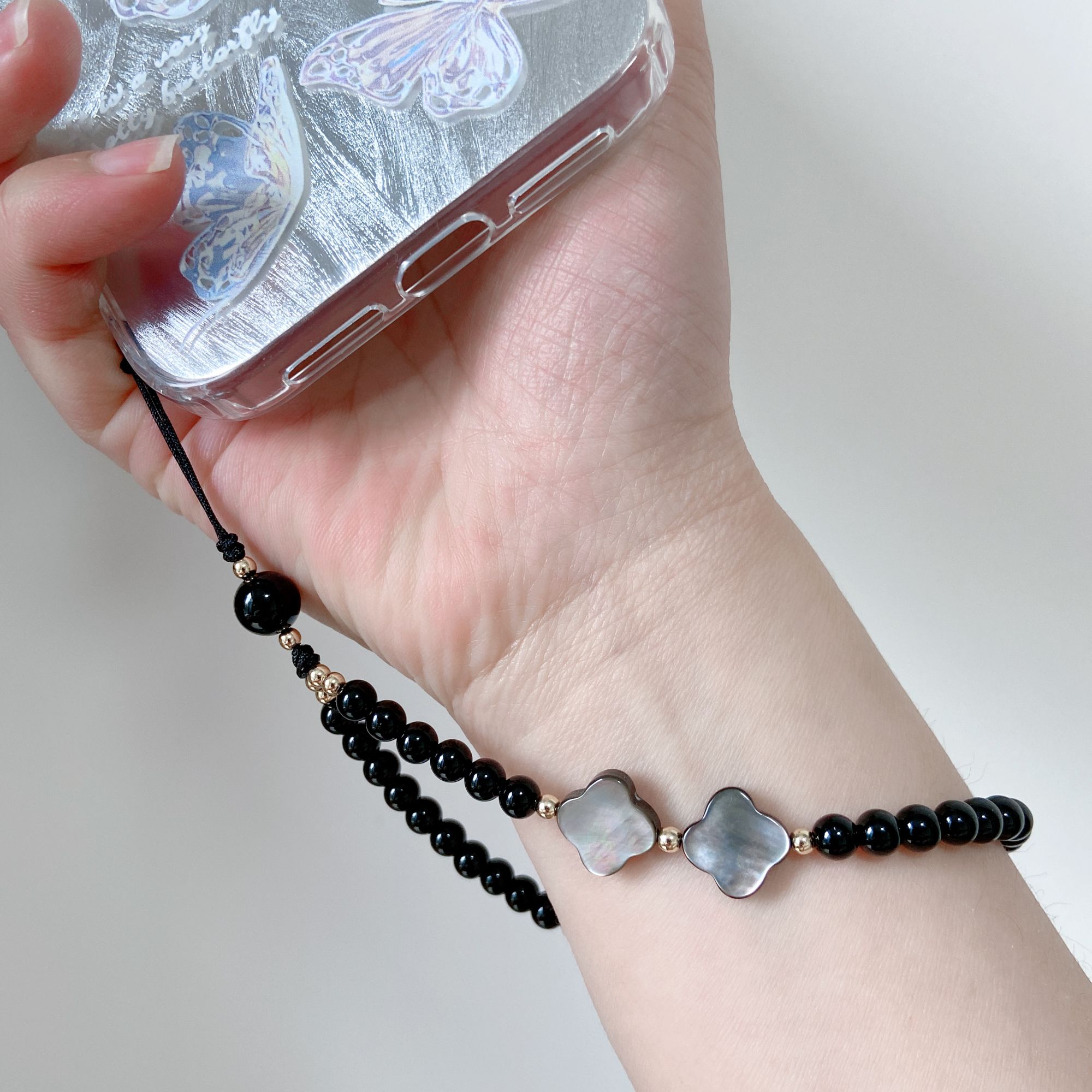 黑色系 ins风小众设计高级感甜酷风手机链挂件轻便手腕防丢挂绳