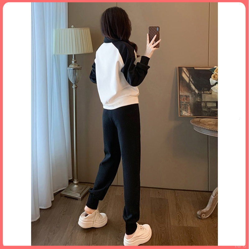 2025秋季宽松时尚减龄休闲运动套装新款时尚运动衫和运动裤两件套