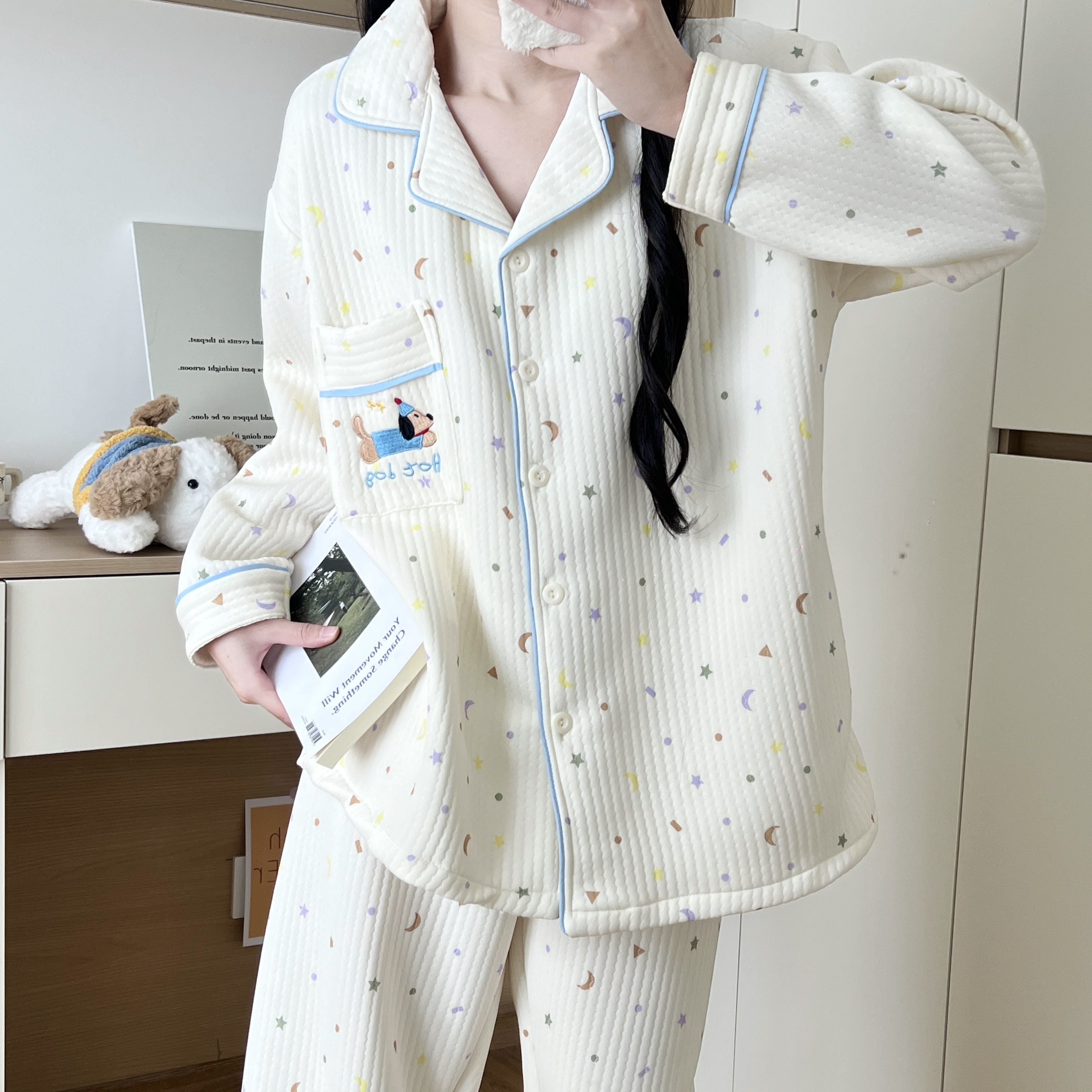 【空气层腊肠小狗】250斤睡衣女冬季新款长袖长裤可外穿家居服套装