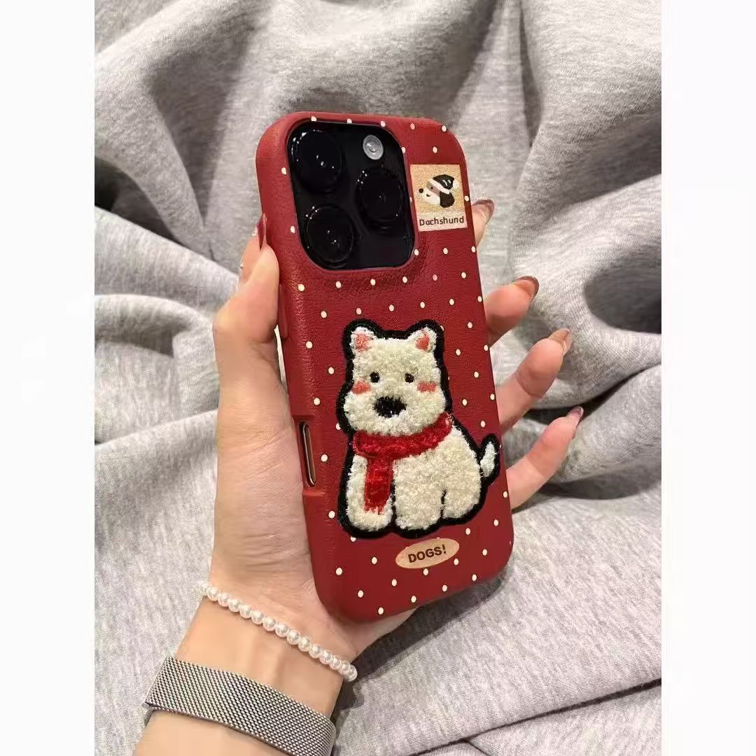 波点小狗适用苹果17手机壳13/14ProMax卡通iPhone16/INS风17P