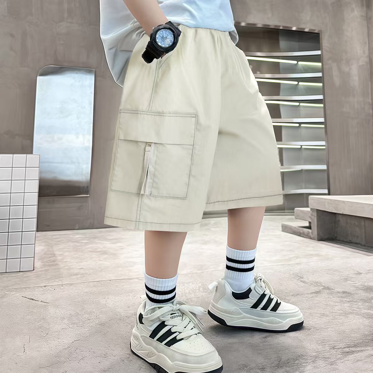 男童短裤夏季薄款中大童休闲裤儿童中裤宽松五分裤工装裤子潮