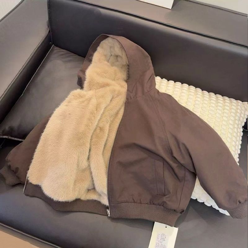 儿童2025新款冬装男孩秋冬季加厚双面仿皮草外套冬季洋气派克服