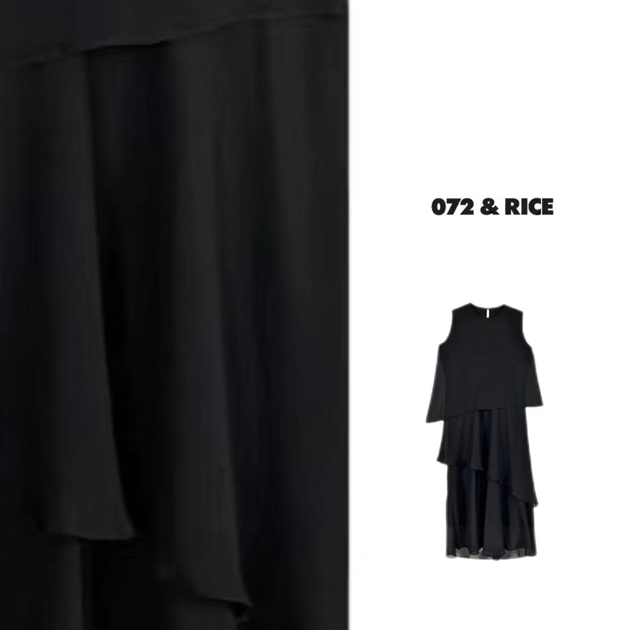 072 & RICE【墨尔本裙】醋酸 夏季休闲小众设计无袖连衣裙 QB031