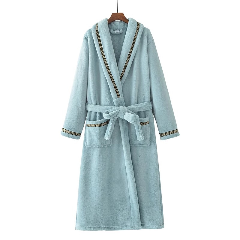 忆睡莲2025冬加长加厚法兰绒睡袍情侣睡衣男家居服女珊瑚绒浴袍