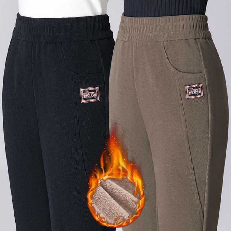 2025冬季新款加绒加厚悦秀旎丰洋气高腰宽松休闲中老年妈妈哈伦裤