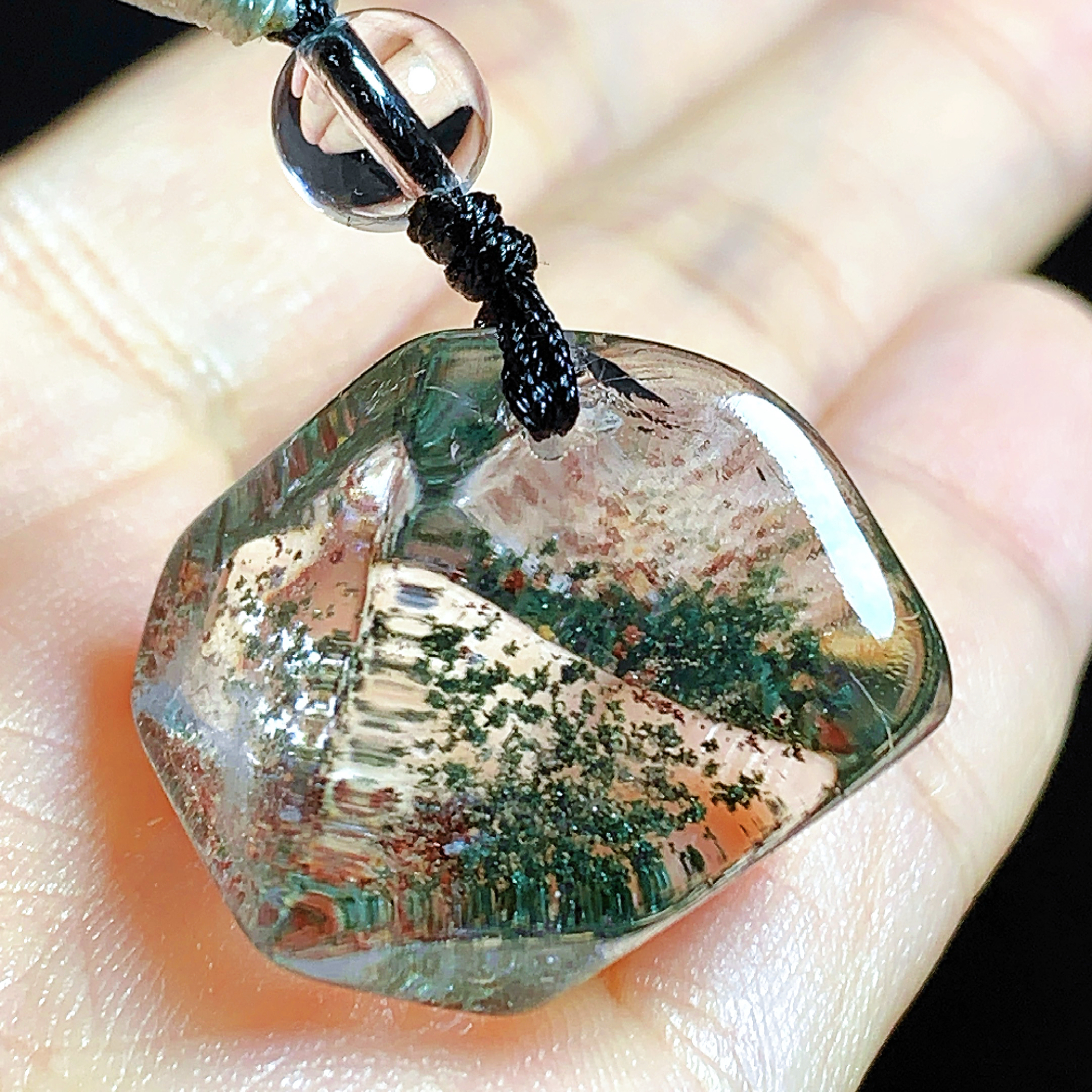 东海水晶天然随形绿幽灵水晶吊坠毛衣链通透绿幽灵纯天然100%真品