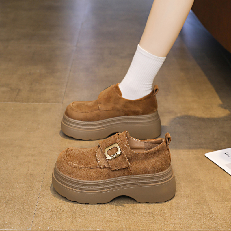 勃肯鞋女202秋冬季新款厚底增高百搭全包勃肯鞋内增高一脚蹬单鞋