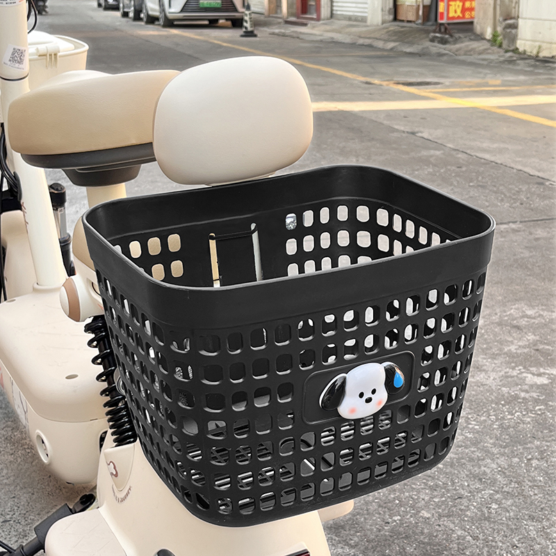 电动车后置储物筐可爱卡通帕恰狗踏板电瓶车后尾充电器雨衣收纳篮