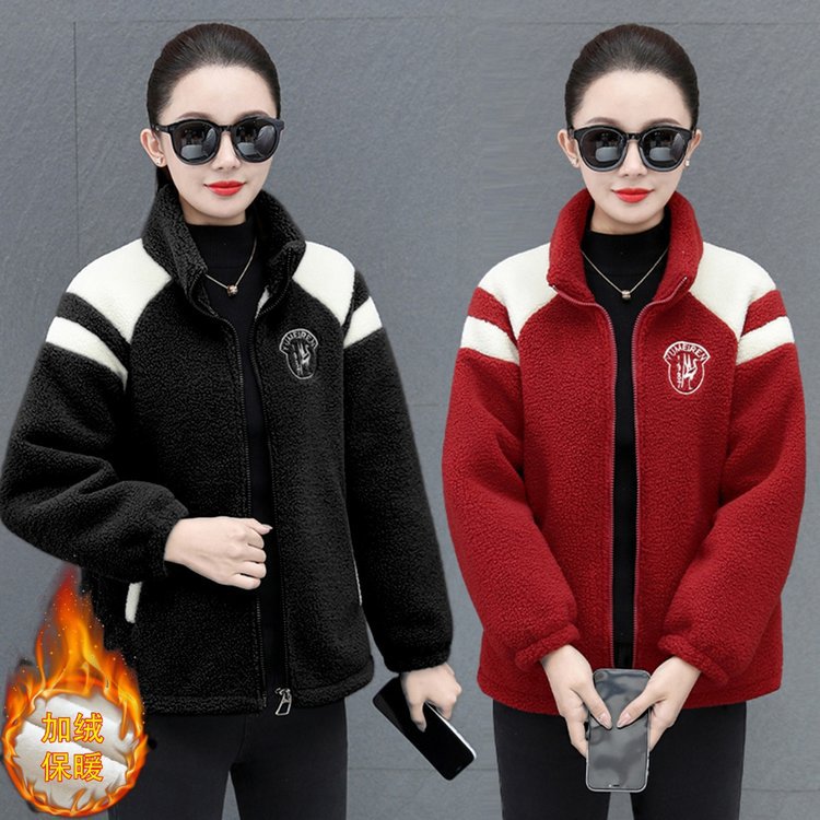 2025时尚妈妈冬季新款宽松棉衣羊羔绒外套女加厚保暖棉服