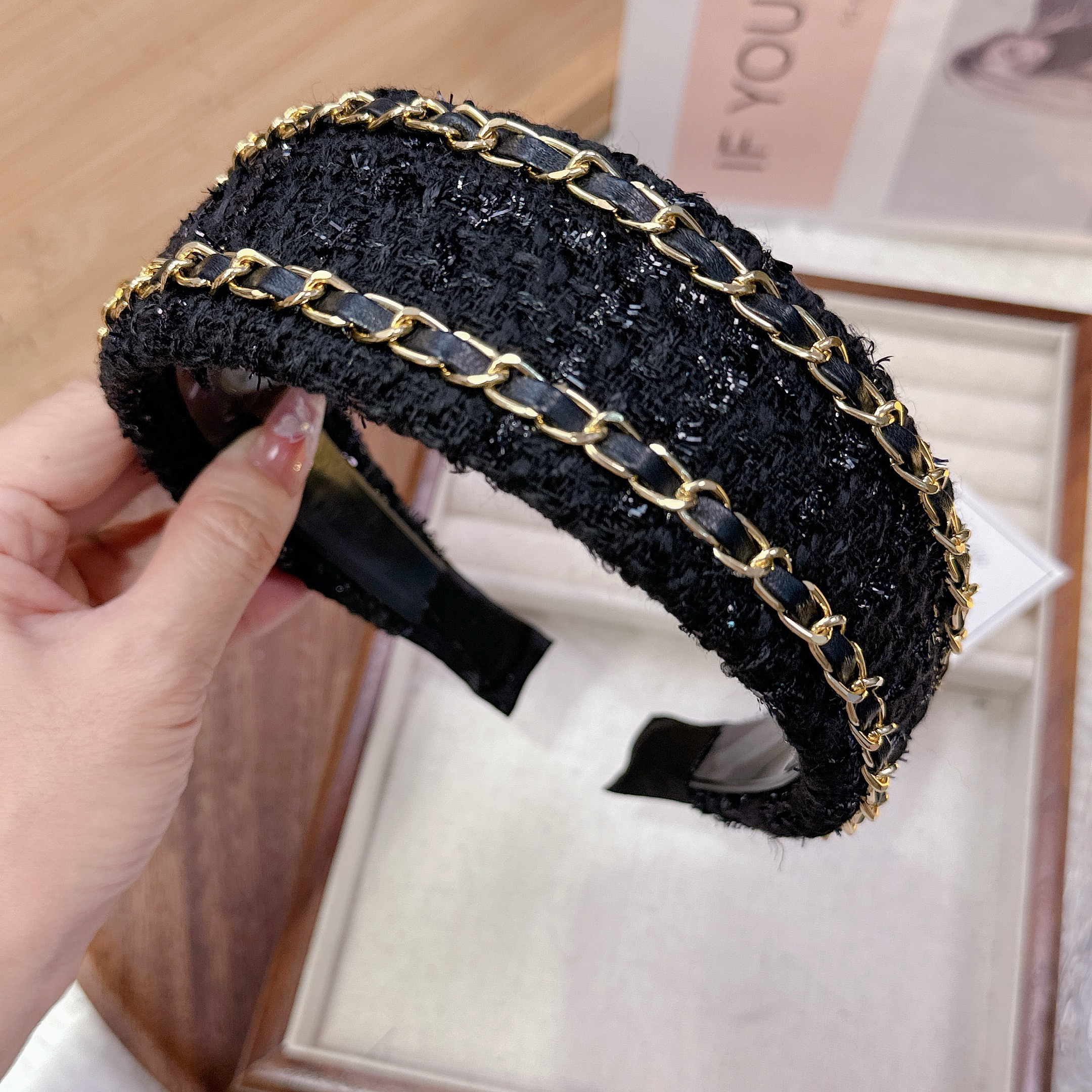 带齿加宽盖白头发少女风黑色轻职风瑞丽风发箍头箍百搭网红