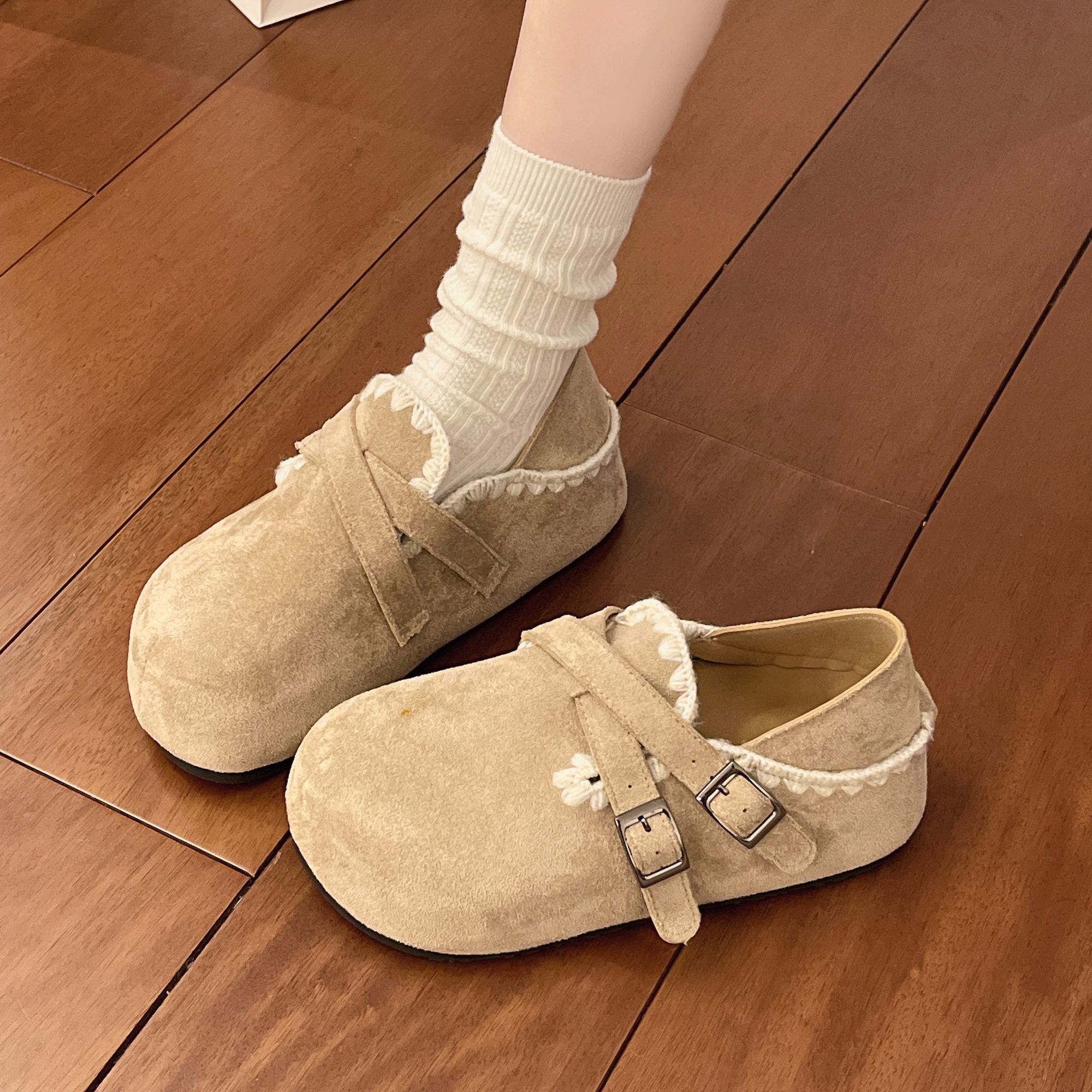 厚底内增高踩脚一脚蹬勃肯鞋子女全包外穿2025年秋季新款爆款单鞋