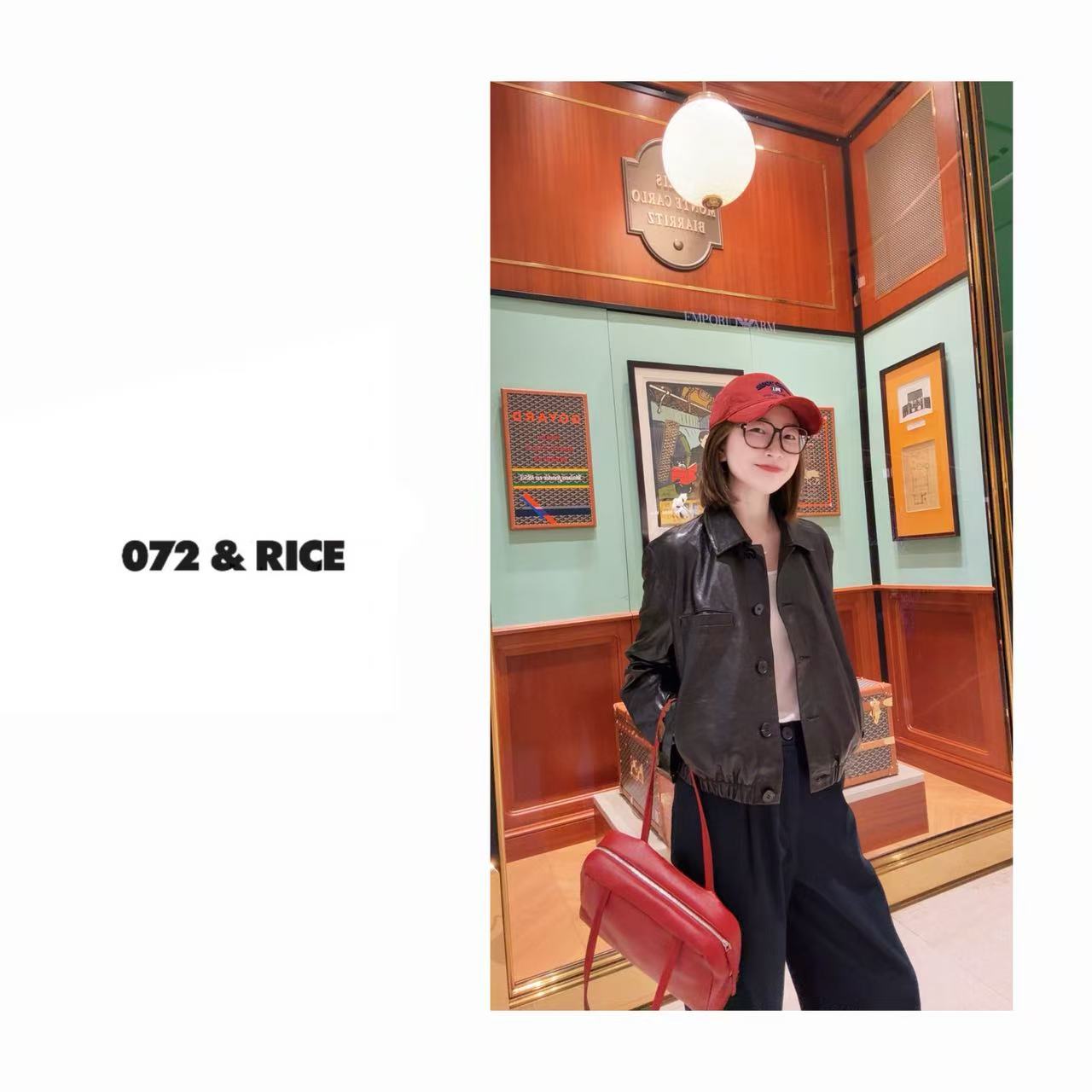 072 & RICE【袁泉】秋季休闲翻领油蜡绵羊皮衣外套 KYY07