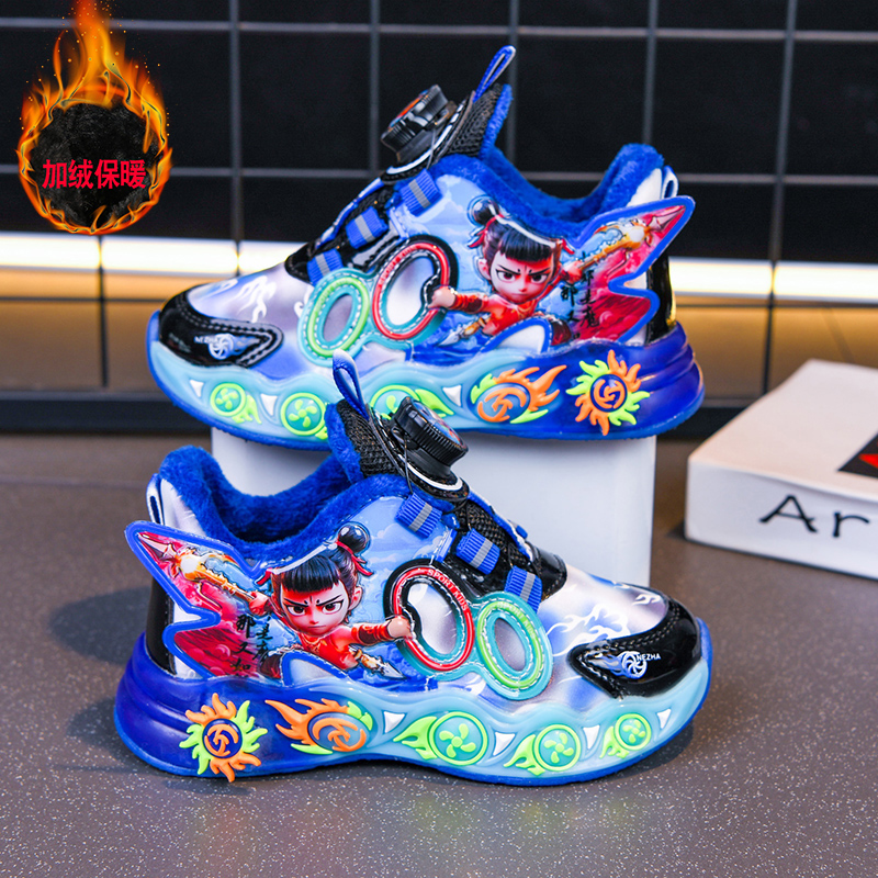 儿童运动鞋2025秋冬新款男童防水皮面鞋中小童加绒保暖软底跑步鞋