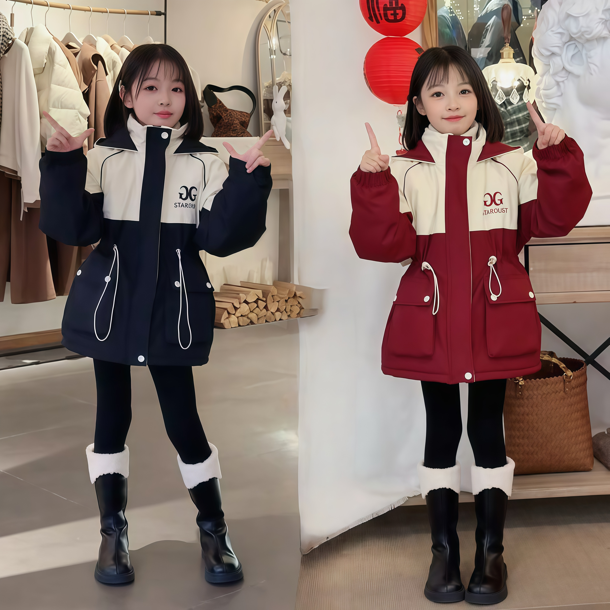 女童棉服外套2025新款中大童冬装加绒加厚棉衣儿童中长款派克服潮