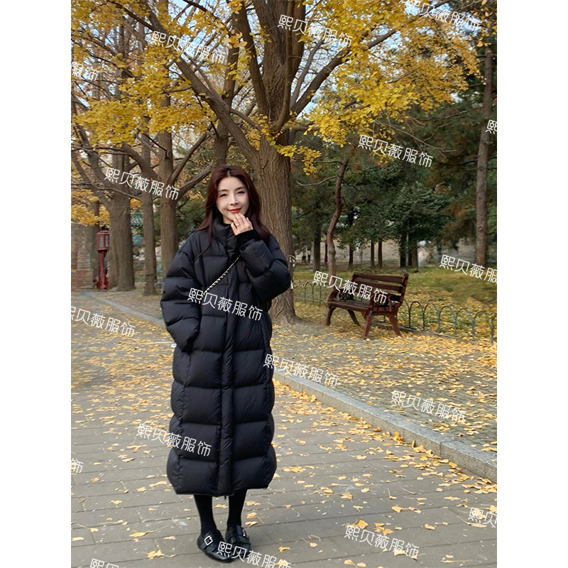 熙贝薇3【蓬蓬大被子】长款新国标90白鸭绒高克重锁温羽绒服 G5736