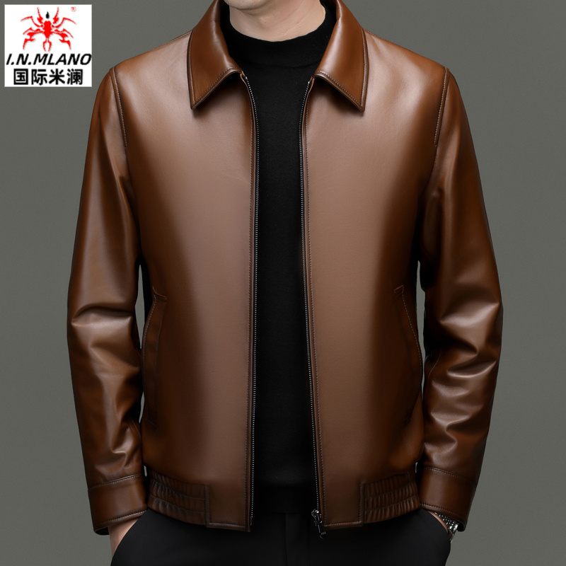 【脱卸蚕丝内胆】轻奢绵羊皮皮衣男士真皮高端商务休闲皮夹克外套男