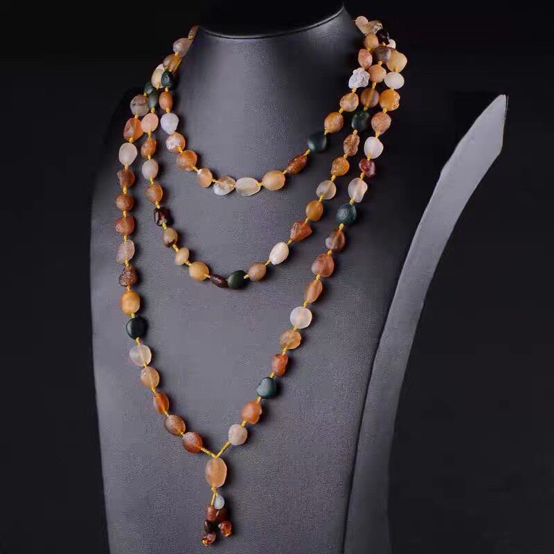 阿拉善多宝玛瑙项链国风长款108颗彩色毛衣链多彩新中式民族风女