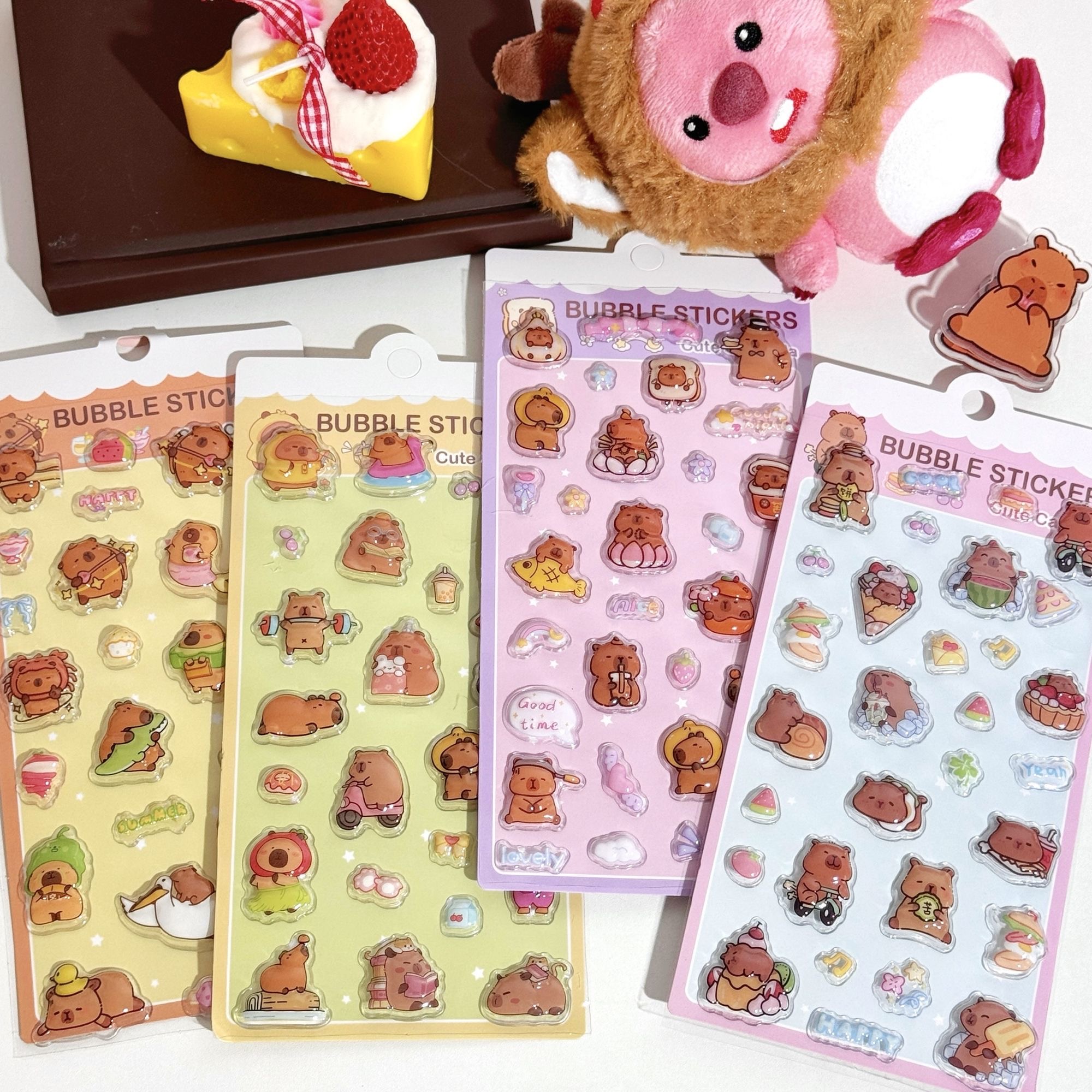 奶FUFU卡皮巴拉3D立体浮雕泡泡手工贴画手机壳国外山海经儿童版