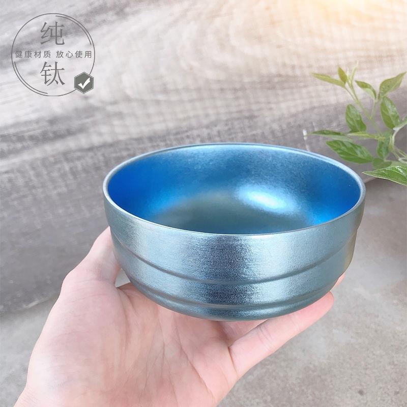 纯钛饭碗双层钛碗健康钛餐具隔热防烫碗高档家用汤碗陶瓷餐具盲盒