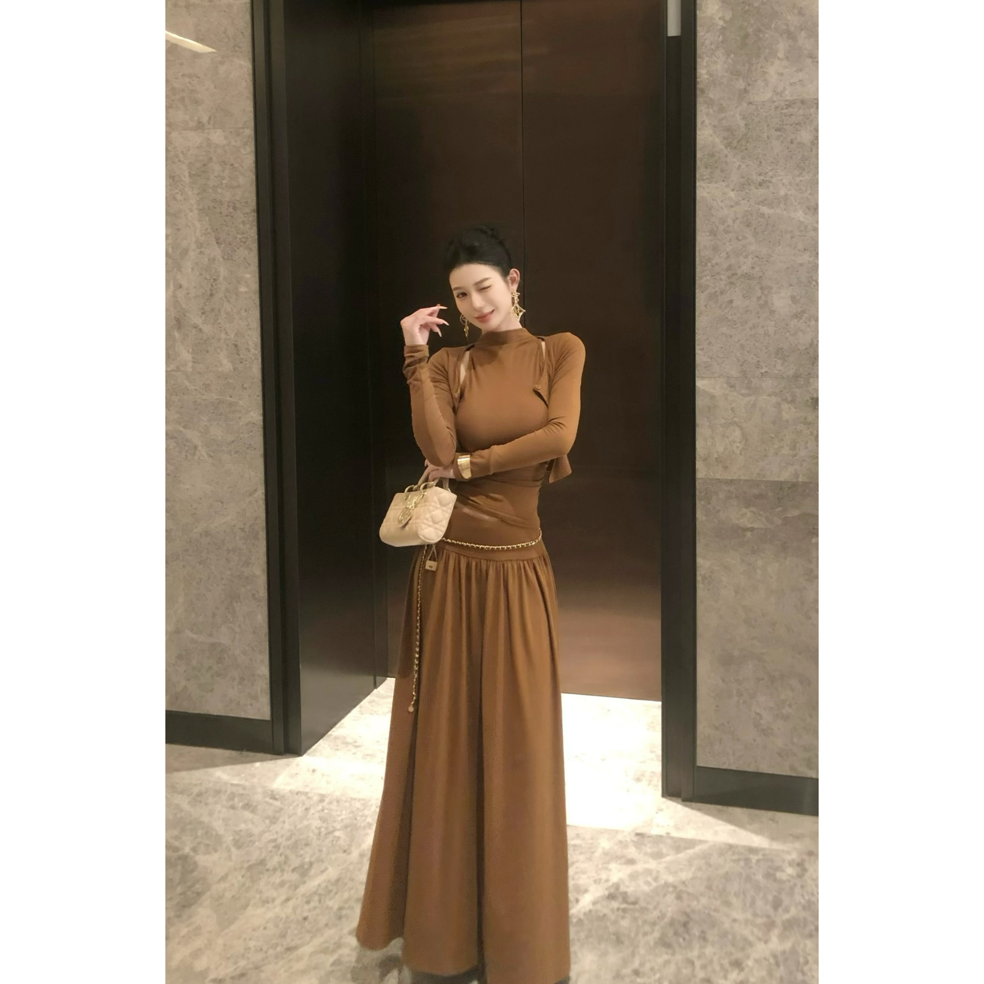 时尚套装不规则秋季长裙显瘦网红休闲套装气质长袖