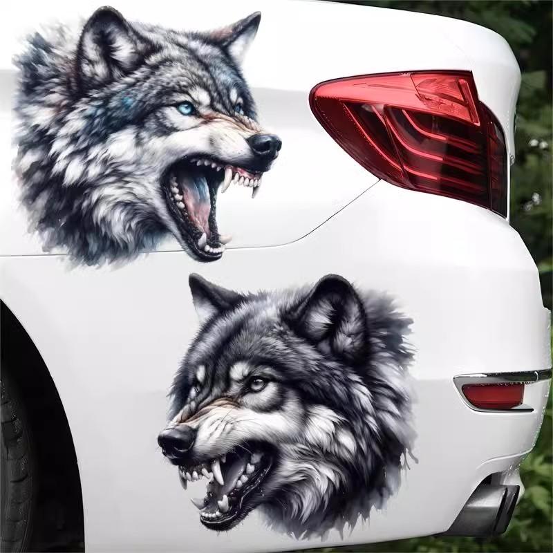 狼头车贴个性创意霸气汽车贴纸车身划痕遮挡防水装饰贴画电动贴画