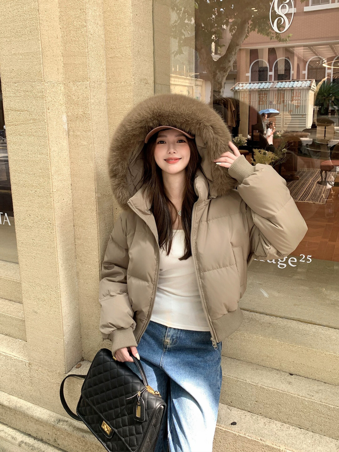 肯豆90白鸭绒热卖爆款高品质加厚大毛领派克保暖收腰显瘦女羽绒服