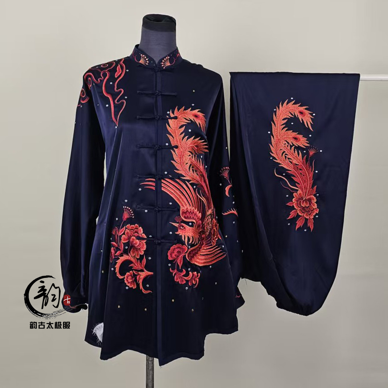 新款龙凤刺绣中长款太极服服装男女武术练功服春秋夏适用中式长袖