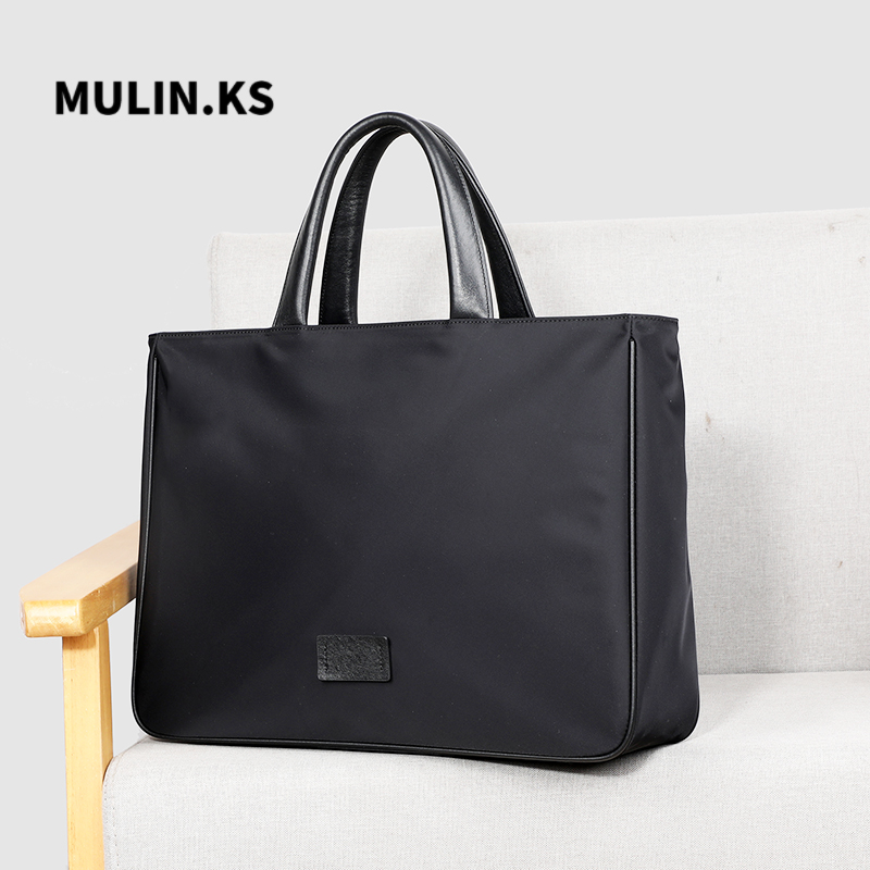 公文包男款商务通勤包男士外出便携包手提包大容量男横款帆布包