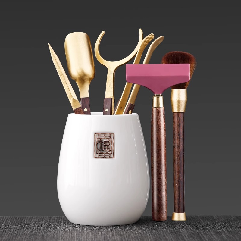 唐丰羊脂玉瓷茶道专用六君子套装家用工具大全茶艺组合六君子